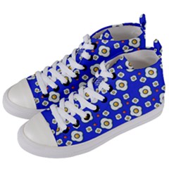 Eggs Blue Women s Mid-top Canvas Sneakers by snowwhitegirl