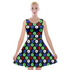 Eye Dots Green Blue Red Velvet Skater Dress by snowwhitegirl