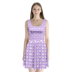 Hearts Dots Purple Split Back Mini Dress  by snowwhitegirl