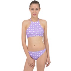 Hearts Dots Purple Racer Front Bikini Set by snowwhitegirl