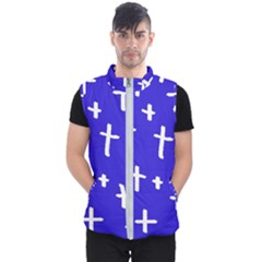 Blue White Cross Men s Puffer Vest by snowwhitegirl