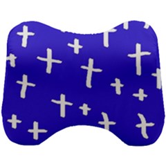 Blue White Cross Head Support Cushion by snowwhitegirl