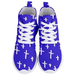 Blue White Cross Women s Lightweight High Top Sneakers by snowwhitegirl