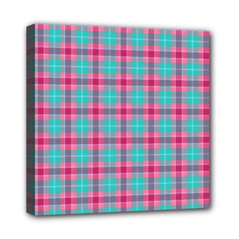 Blue Pink Plaid Mini Canvas 8  X 8  by snowwhitegirl