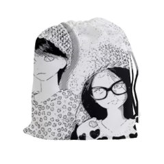 Twins Drawstring Pouch (xxl) by snowwhitegirl