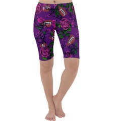 Purple  Rose Vampire Cropped Leggings  by snowwhitegirl