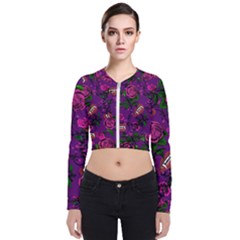 Purple  Rose Vampire Zip Up Bomber Jacket by snowwhitegirl