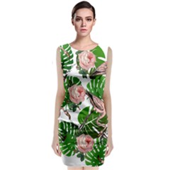 Flamingo Floral White Classic Sleeveless Midi Dress by snowwhitegirl