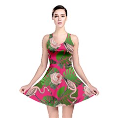 Flamingo Floral Pink Reversible Skater Dress by snowwhitegirl