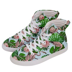 Flamingo Floral Blue Men s Hi-top Skate Sneakers by snowwhitegirl