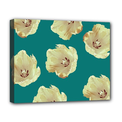 Teal Tulips Deluxe Canvas 20  X 16   by snowwhitegirl