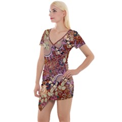 Pinup Floral Short Sleeve Asymmetric Mini Dress by snowwhitegirl