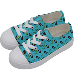 School Girl Pattern Blue Kids  Low Top Canvas Sneakers by snowwhitegirl