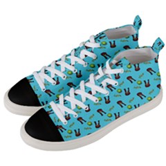 School Girl Pattern Blue Men s Mid-top Canvas Sneakers by snowwhitegirl