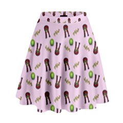 School Girl Pattern Pink High Waist Skirt by snowwhitegirl