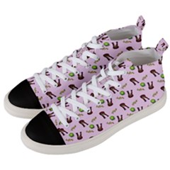 School Girl Pattern Pink Men s Mid-top Canvas Sneakers by snowwhitegirl