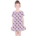 School Girl Pattern Pink Kids  Simple Cotton Dress View1