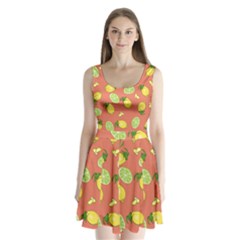 Lemons And Limes Peach Split Back Mini Dress  by snowwhitegirl