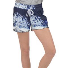 Blue Waves Sea Women s Velour Lounge Shorts by snowwhitegirl