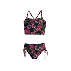 Lazy Cat Floral Pattern Black Girls  Tankini Swimsuit by snowwhitegirl