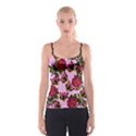 Lazy Cat Floral Pattern Pink Spaghetti Strap Top View1