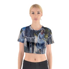 Couple On Bicycle Cotton Crop Top by vintage2030