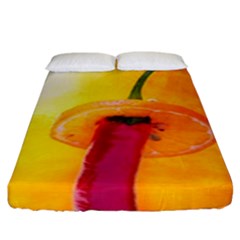 Three Red Chili Peppers Fitted Sheet (king Size) by FunnyCow