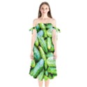 Pile Of Green Cucumbers Shoulder Tie Bardot Midi Dress View1