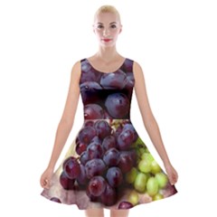 Red And Green Grapes Velvet Skater Dress by FunnyCow