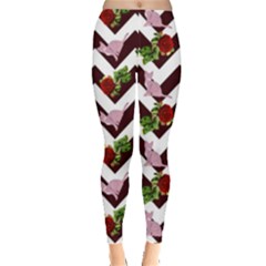 Cat Rose Chevron Leggings  by snowwhitegirl