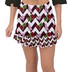 Cat Rose Chevron Fishtail Mini Chiffon Skirt by snowwhitegirl