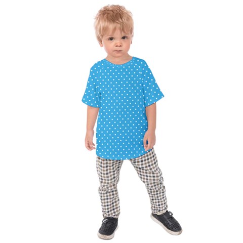 Mini White Polkadots On Oktoberfest Bavarian Blue Kids Raglan Tee by PodArtist