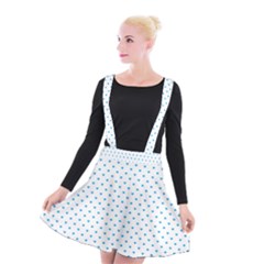 Oktoberfest Bavarian Blue Mini Love Hearts On White Suspender Skater Skirt by PodArtist