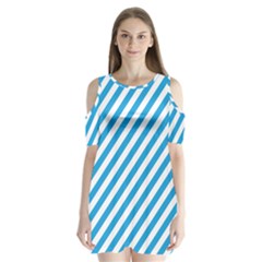 Oktoberfest Bavarian Blue And White Candy Cane Stripes Shoulder Cutout Velvet One Piece by PodArtist