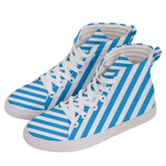 Oktoberfest Bavarian Blue And White Candy Cane Stripes Men s Hi-top Skate Sneakers by PodArtist