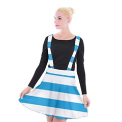 Oktoberfest Bavarian Blue And White Large Cabana Stripes Suspender Skater Skirt by PodArtist