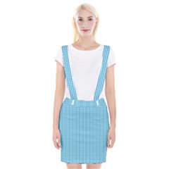 Oktoberfest Bavarian Blue And White Gingham Check Braces Suspender Skirt by PodArtist