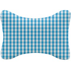 Oktoberfest Bavarian Blue And White Large Gingham Check Seat Head Rest Cushion by PodArtist