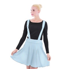 Oktoberfest Bavarian Blue And White Mattress Ticking Suspender Skater Skirt by PodArtist