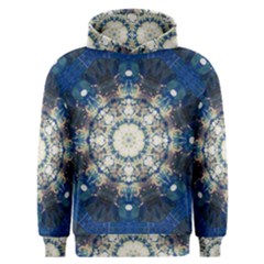 Painted Blue Mandala Flower On Canvas Men s Overhead Hoodie by pepitasart