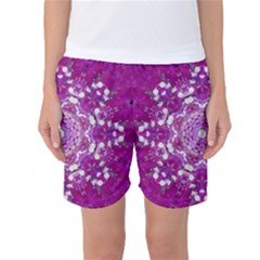 Wonderful Star Flower Painted On Canvas Women s Basketball Shorts by pepitasart