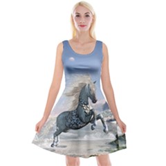 Wonderful Wild Fantasy Horse On The Beach Reversible Velvet Sleeveless Dress by FantasyWorld7