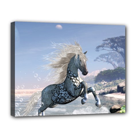 Wonderful Wild Fantasy Horse On The Beach Canvas 14  X 11  (stretched) by FantasyWorld7