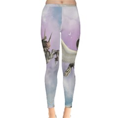 Cute Little Pegasus In The Sky, Cartoon Inside Out Leggings by FantasyWorld7