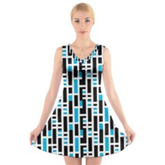 Linear Sequence Pattern Design V-neck Sleeveless Dress by dflcprintsclothing