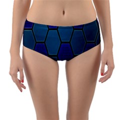 Hexagon Background Geometric Mosaic Reversible Mid-waist Bikini Bottoms by Sapixe