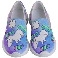 Gradient Purple Sweet Unicorn Print Kid s Lightweight Slip Ons by PattyVilleDesigns