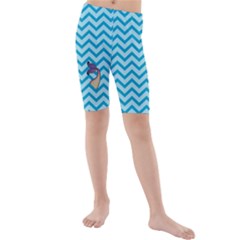 Chevron Mermaid Pattern Kids  Mid Length Swim Shorts by emilyzragz