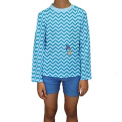 Chevron Mermaid Pattern Kids  Long Sleeve Swimwear by emilyzragz