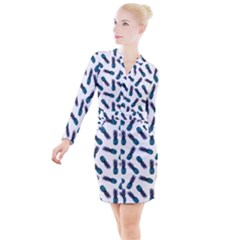 Pinapples Blue Button Long Sleeve Dress by snowwhitegirl